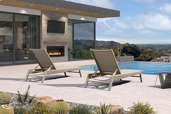 PURPLE LEAF Outdoor Chaise Lounge 2 Pieces Chair Patio Aluminum Recliner - Image 3