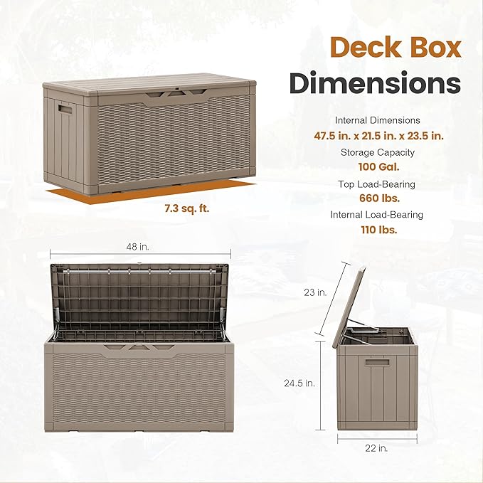 Greesum 100 Gallon Resin Patio Storage Box - Image 6