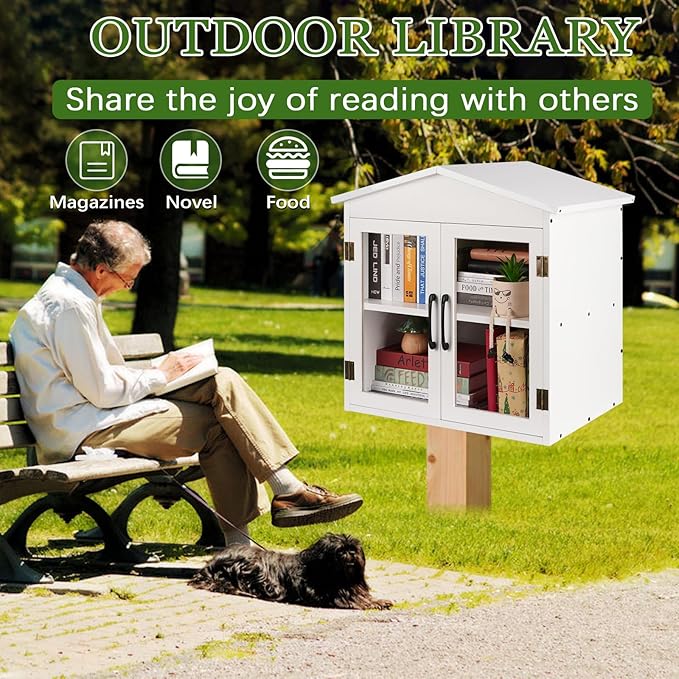 Outdoor Library Outdoor Book Box Storage Small Wooden Cabinet Little Literature - Image 7