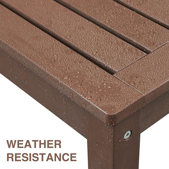 Psilvam Knight Bench, Two Person Outdoor Poly Lumber Patio Backless Bench - Image 4