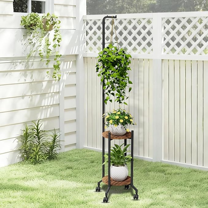 Plant Stand Indoor, 2 Tier Hanging Tall Plant Shelf - Image 7