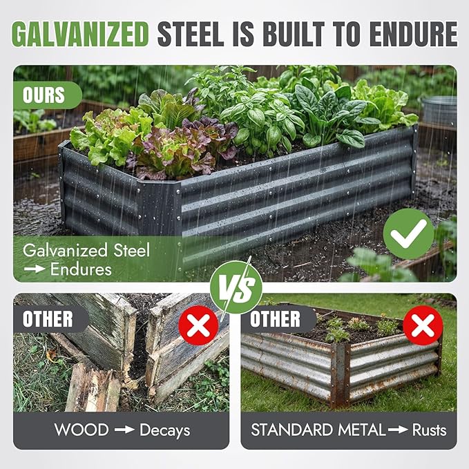 INNO STAGE 4×2×1ft Galvanized Raised Garden Bed Kit, Galvanized Planter Raised - Image 3