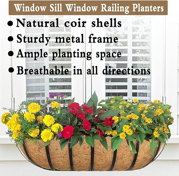 2pack 16-inch Window Sill Window Railing Planters - Image 2