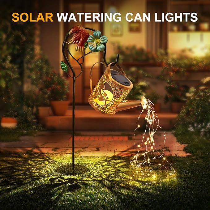 Solar Lights Outdoor Garden Decor Solar Watering Can - Image 2