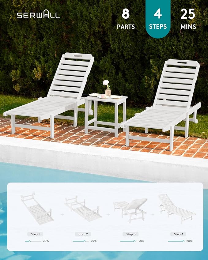SERWALL Outdoor Chaise Lounge Set of 2 - Image 8