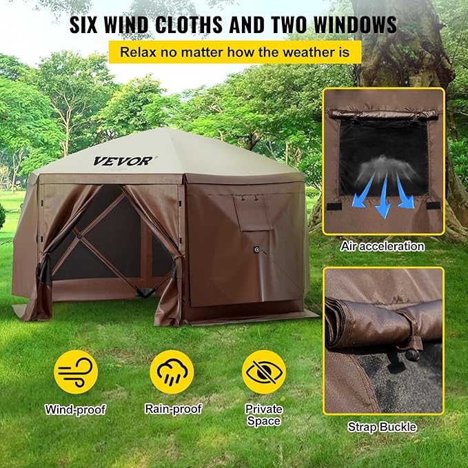 VEVOR 12 * 12ft 6 Sided Pop-up Canopy Shelter Tent - Image 3