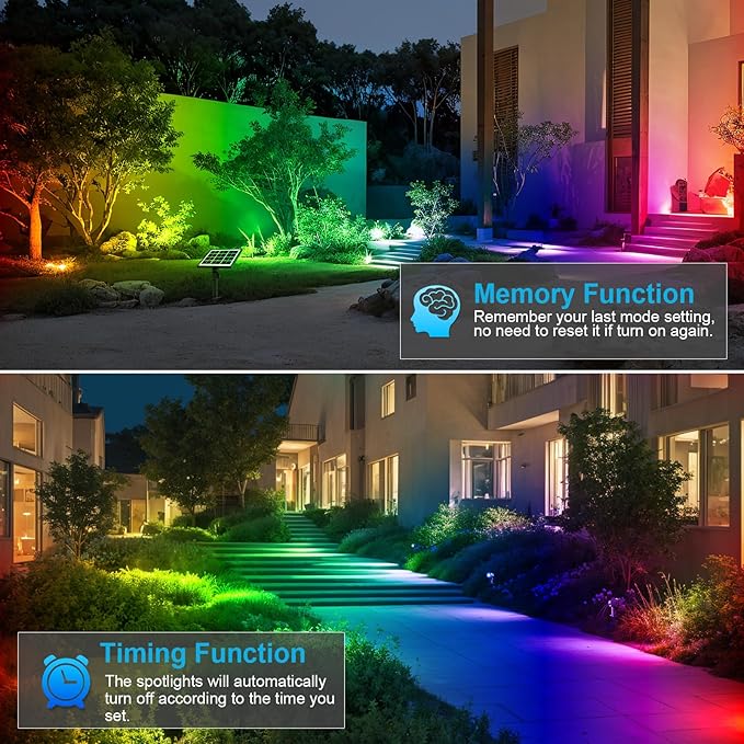 MEIHUA Solar Spot Lights Outdoor Color Changing, 6 in 1 Solar Landscape - Image 4