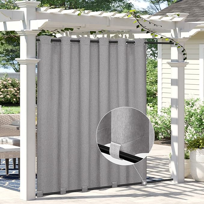 Easy-Going Linen Look Outdoor Curtains Waterproof Windproof Porch Curtains by Easy-Going
