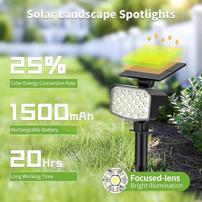 Solar Spot Lights Outdoor, Adjustable Solar Lights Outdoor Waterproof IP65 - Image 6