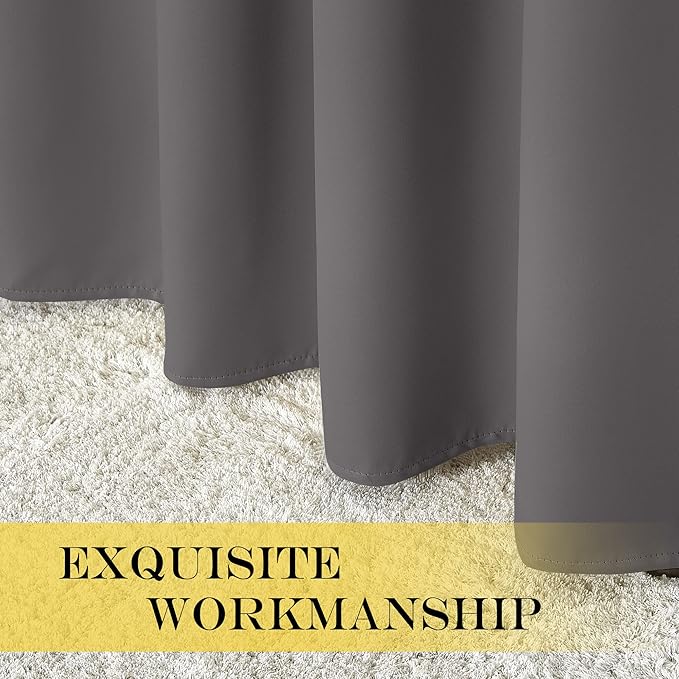 NICETOWN Grey Blackout Curtain Extra Wide 72 inches Long, Grommet Room - Image 6