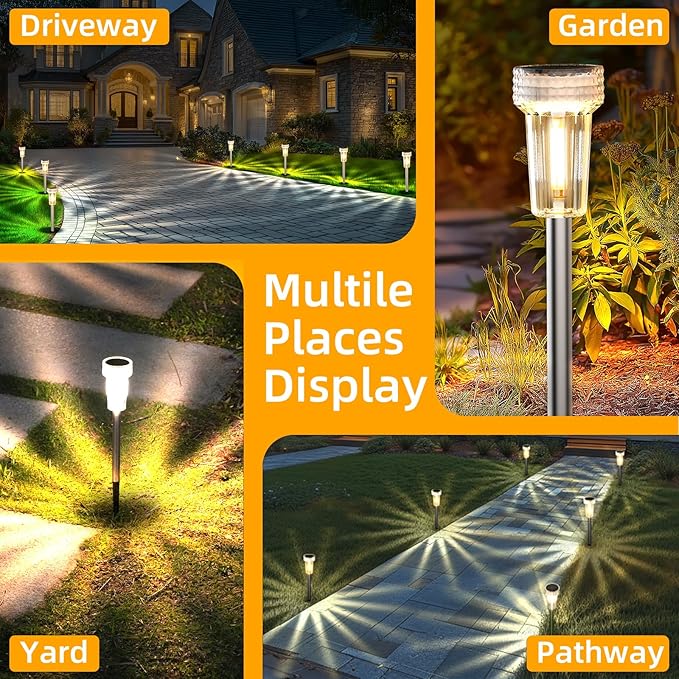 DERAYSION 12 Pack Solar Pathway Lights Outdoor, Auto Dusk-to-Dawn Landscape - Image 5