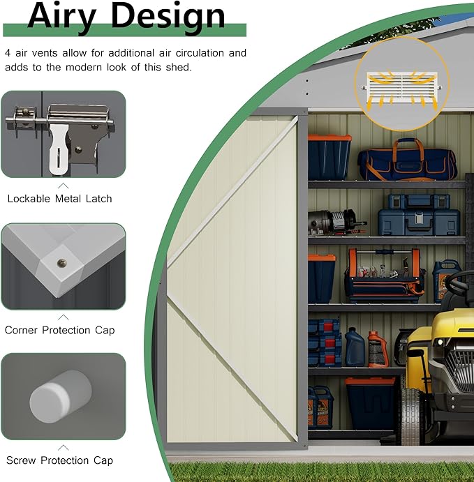 Devoko 10x14 FT Outdoor Storage Shed, Large Metal Storage Sheds - Image 5