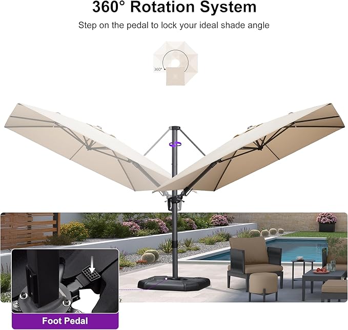 PURPLE LEAF 9' X 12' Right-left Tilt Patio Umbrella - Image 7