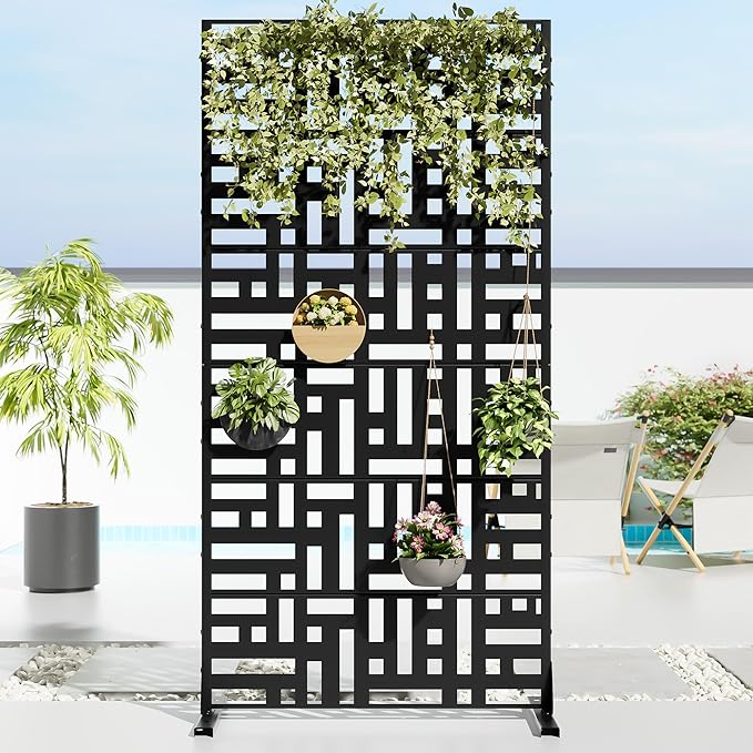 Casaphoria 72" H x 35" W Metal Privacy Screen, Outdoor Freestanding Decorative - Image 2