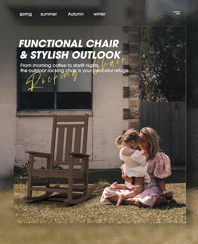 KINGYES Oversized Outdoor Rocking Chair Set of 2, All-Weather Patio Rocking - Image 9