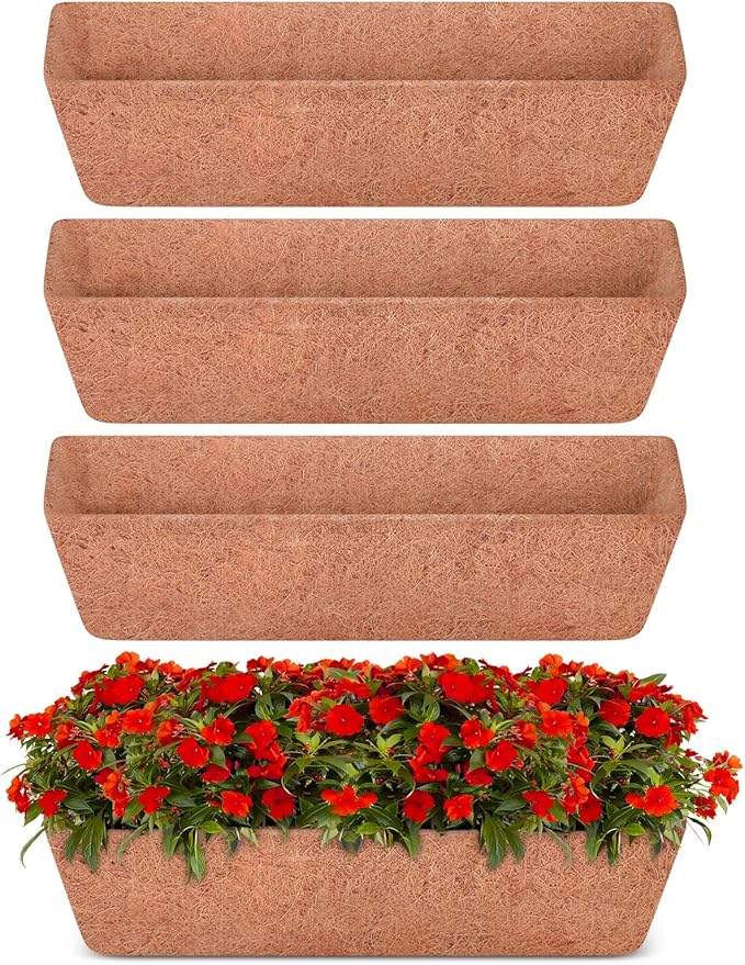 Halatool 4 Pack 24 Inch Window Box Liners, Pre-Formed Coco Fiber Replacement by HALATOOL
