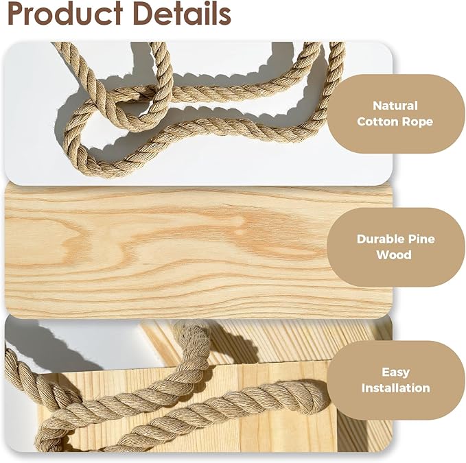 Bamworld Hanging Shelves Plant Hanger Indoor Window Plant Shelves Wood Plant - Image 4