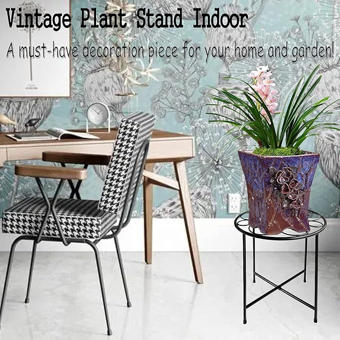 Plant Stand, 2 Pack Round Plant Stands Indoor Outdoor, Retro Design 15'' Tall - Image 3