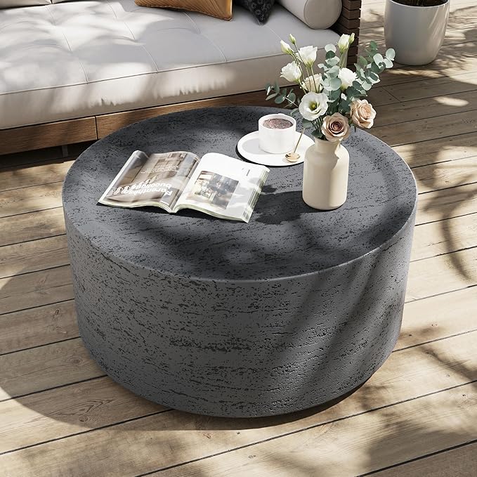 UPHA Outdoor Round Coffee Table, Small Modern Minimalist Accent Tables by UPHA