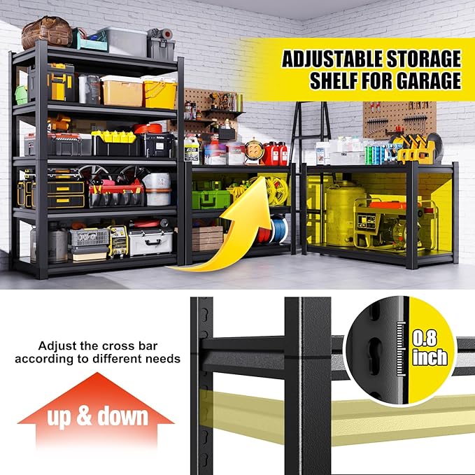 Set of 4 71"H-35"W Garage Shelving-2050LBS 5 Tier Storage Shelves, Adjustable - Image 3