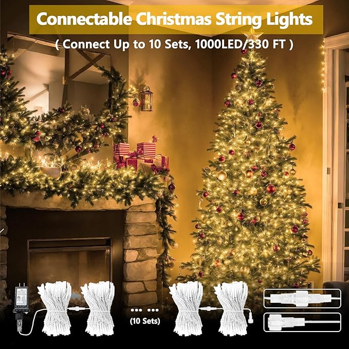 2 Pack 100 LED Connectable String Lights Indoor Outdoor, 33FT Clear Wire - Image 3