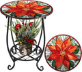 Outdoor Side Table Round Small Mosaic Patio Accent Indoor End Plant Coffee Tea by Cinnvoice