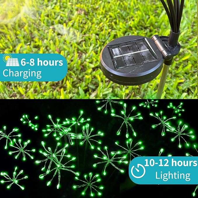 JJGoo Solar Garden Lights, New Upgraded 2 Pack Solar Swaying Starburst Light - Image 5