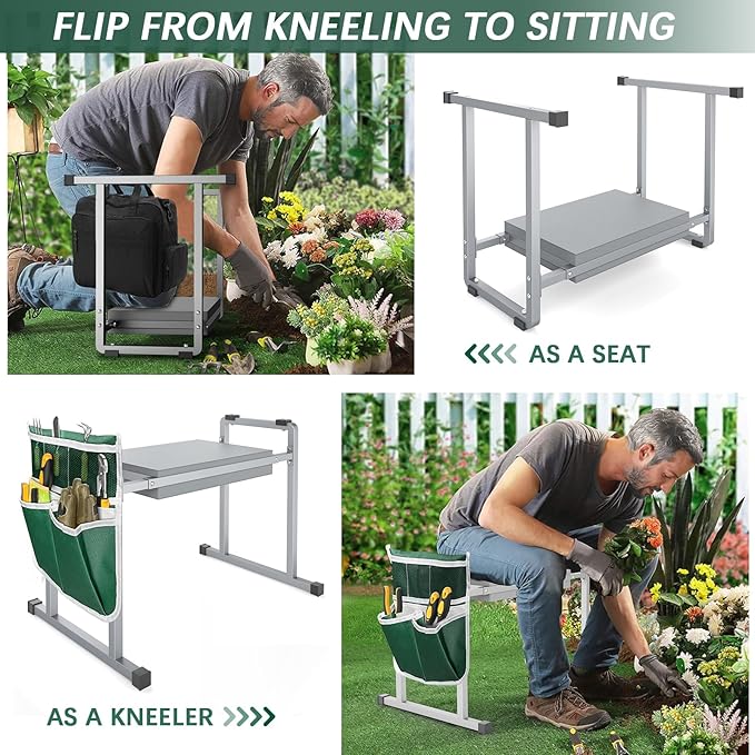 FLINTER Garden Kneelers Seat, Stable and Save Tip-Resistant Design 10.2" Wider - Image 3