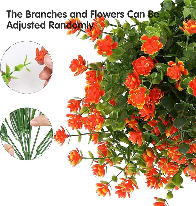 20 Bundles Artificial Fall Flowers Outdoor Fake Flowers, UV Resistant No Fade - Image 3