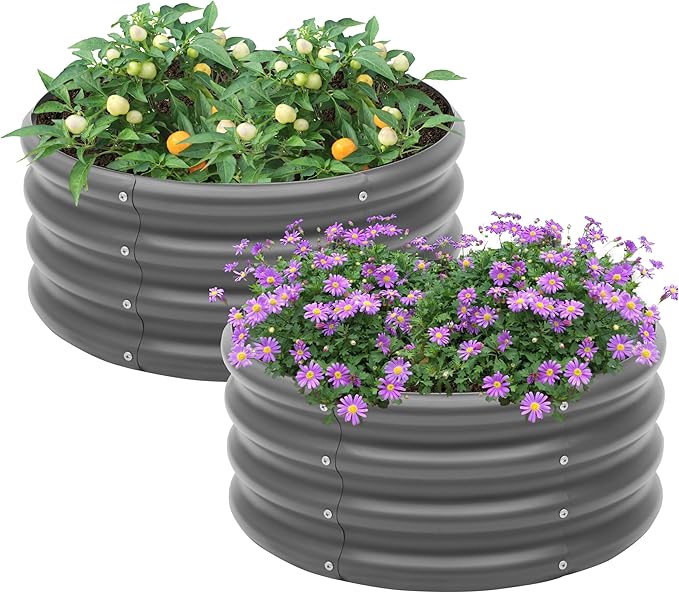 2-Pack 2x1ft Galvanized Raised Garden Bed, Outdoor Planter Bed, Metal Planter by Besebay