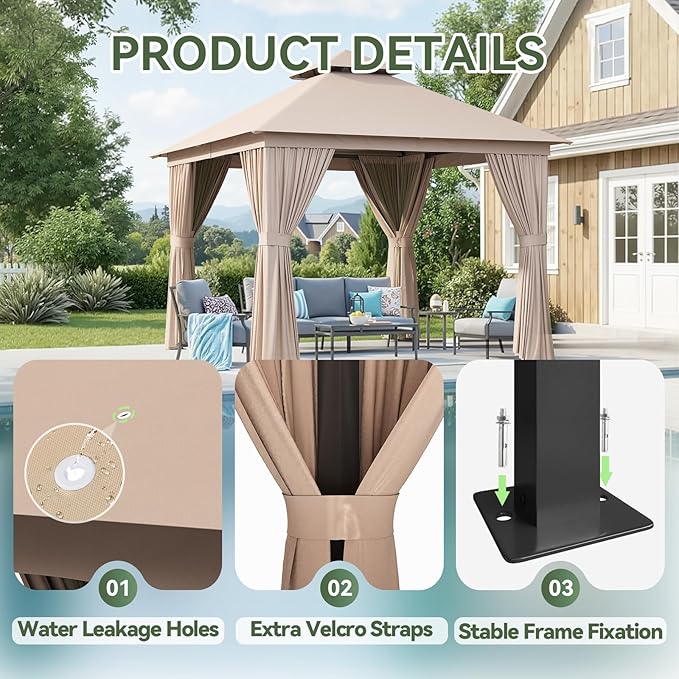 Aoxun Outdoor Gazebo for Patio 10x10 Metal Frame Canopy - Image 8