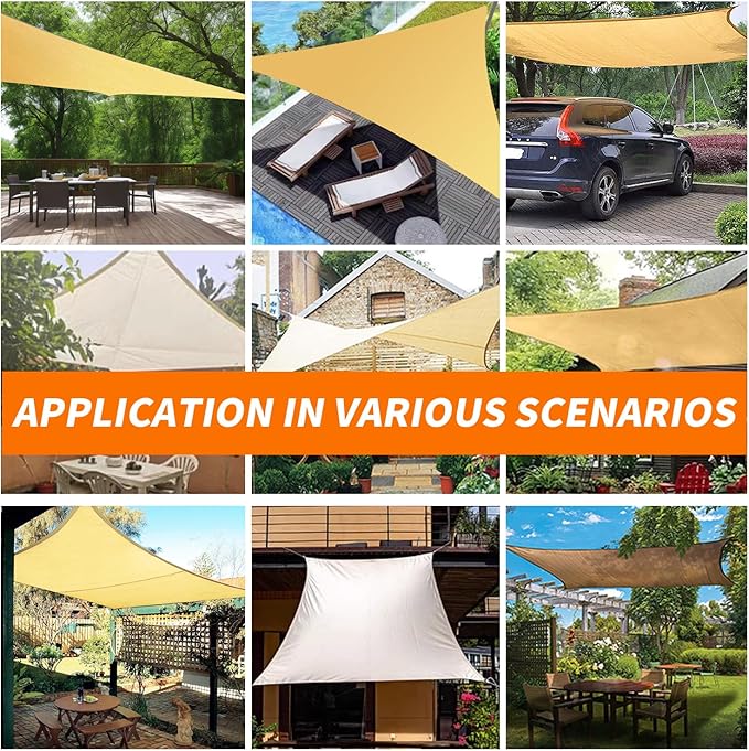 8'x12' Sun Shade Sail Curved Commercial Outdoor Shade Cover Dark Grey Rectangle - Image 5
