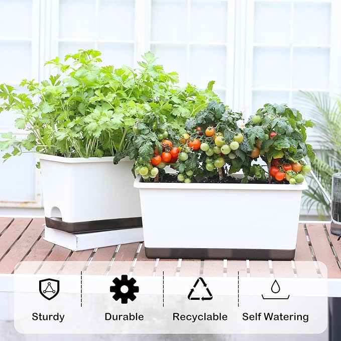 Window Box Planter 6 Pcs, 17 Inches Rectangle Flower Pots - Image 2