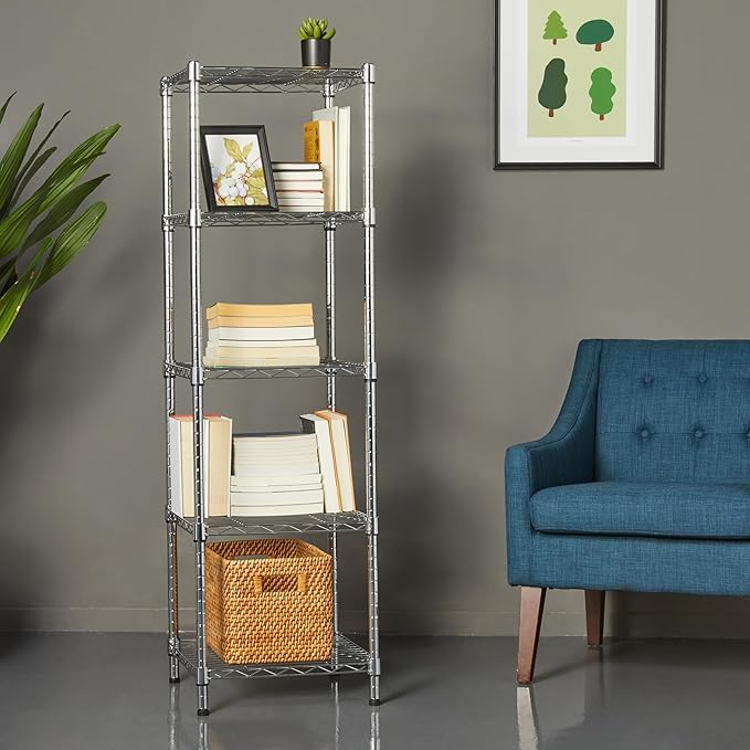 Amazon Basics 5-Shelf Tower Adjustable Storage Shelving Unit, 150 lbs Per Shelf - Image 2
