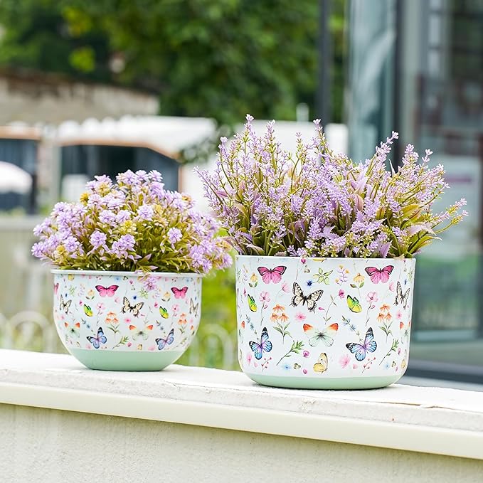 Butterfly & Bee Metal Planters Set of 2 – Decorative Flower Pots - Image 5