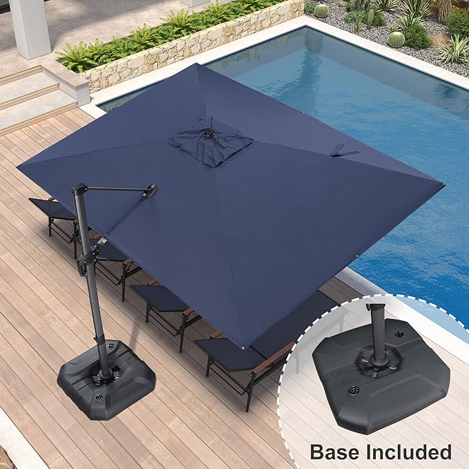 PURPLE LEAF 9' X 11.5' Cantilever Outdoor Rectangle Umbrella Patio Umbrella - Image 2