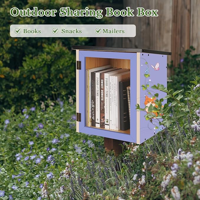 Outdoor Library Outdoor Book Box Storage Small Wooden Cabinet Little Literature - Image 6