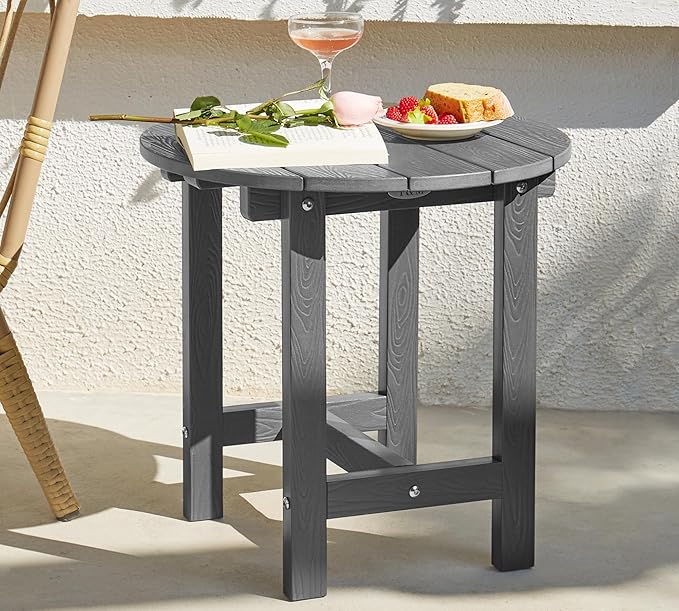 Y&M Outdoor Side Table, Waterproof Four-Legged Round Entryway End Table by YM