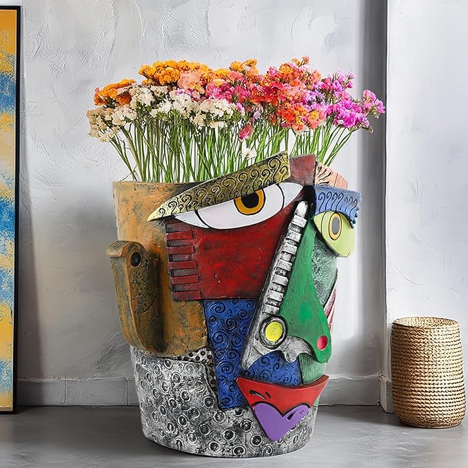 TOZLU Art Abstract Face Planters Pots Head, Unique Fun Abstract Face Flower Pot - Image 3