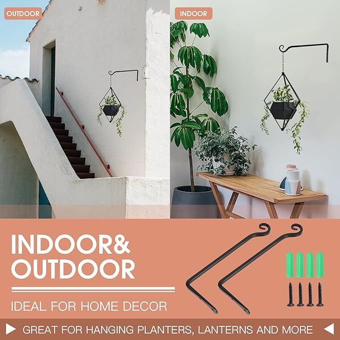 Jardim 2 Pack 10 Inch Premium Decorative Metal Iron Wall Hangers - Image 5