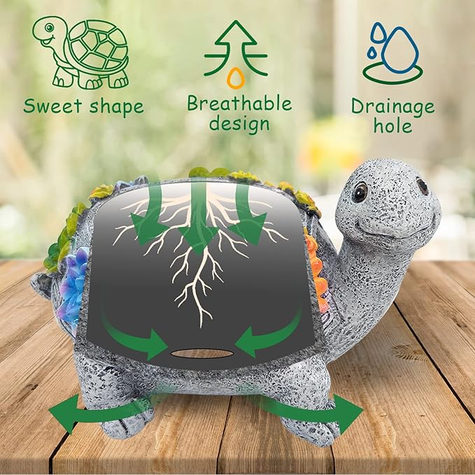 Turtle Succulent Planter, Resin Material, Indoor/Outdoor Use, Cute Decor - Image 4