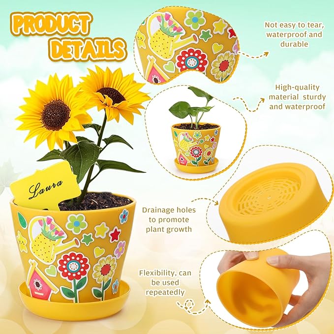 Capoda 24 Sets Garden Flower Pots Crafts Kit DIY Spring Plastic Seedling - Image 2