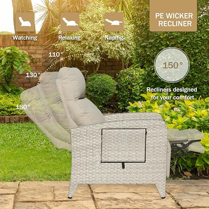 Upgraded Outdoor Recliner Chair, Reclining Patio Chairs - Image 4
