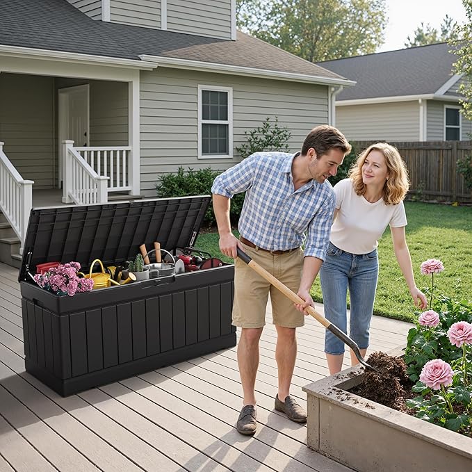 Flamaker Outdoor Storage Box 80 Gallon Resin Waterproof Deck Box Delivery Box - Image 7