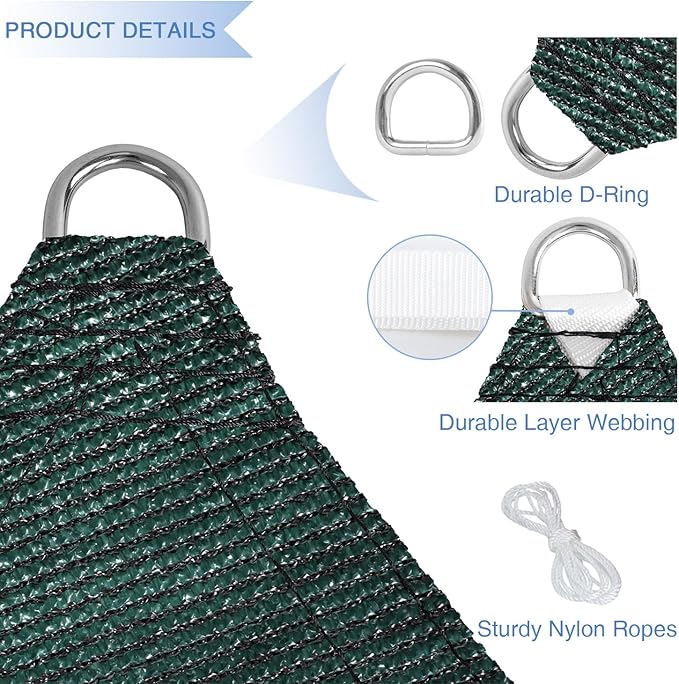 E&K Sunrise 9' x 9' x 9' Sun Shade Sail Triangle Canopy Shade Cover UV Block - Image 4