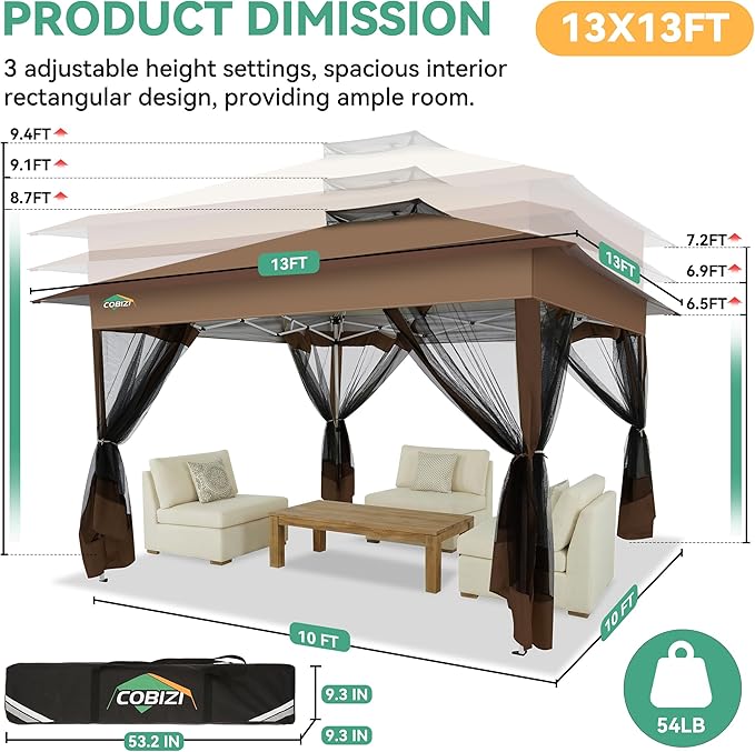 COBIZI 13x13 FT Pop up Gazebo on Clearance - Image 3
