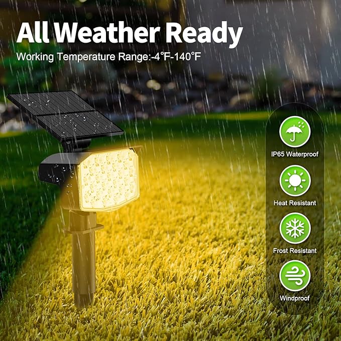 8 Pack Solar Spot Lights Outdoor, 2-in-1 Solar Lights Outdoor Waterproof IP65 - Image 6