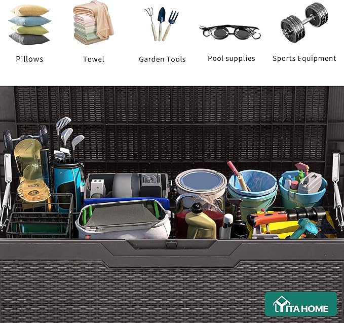 YITAHOME 100 Gallon Resin Deck Box, Weather Resistant Outdoor Storage Box - Image 5