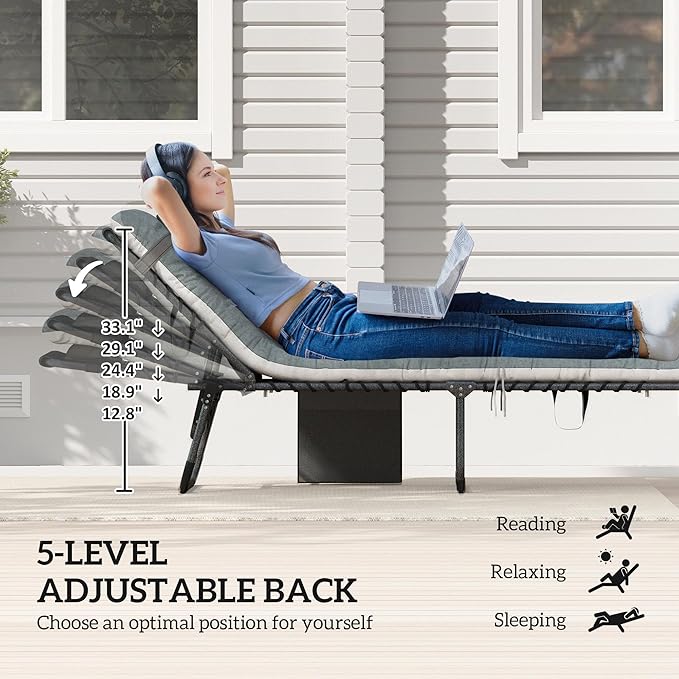 Outsunny Chaise Lounge Chair Outdoor Set of 2, 5-Position Adjustable Outdoor - Image 4