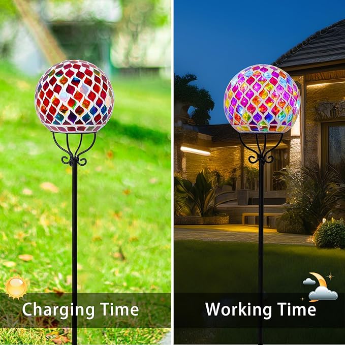 VCUTEKA Solar Outdoor Lights Garden Decor Mosaic Solar Garden Lights Waterproof - Image 2